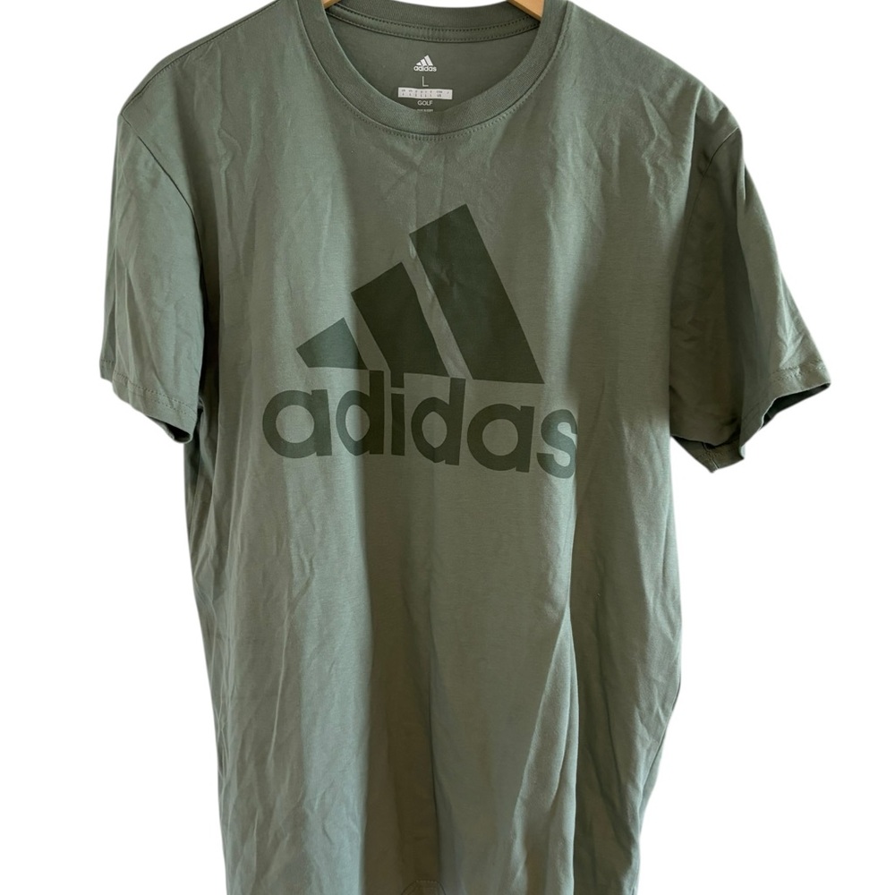 Adidas Men's Green Logo Short Sleeve Tee Size L